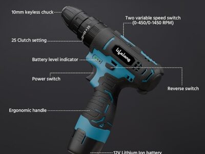 Lifelong Cordless Drill Machine for Home & DIY Use | Drill Driver | 12V Battery | 1450 RPM | | 25 accessories | Free Screw Set | Cordless Screwdriver | Drill Machine for home |Multiple torque setting